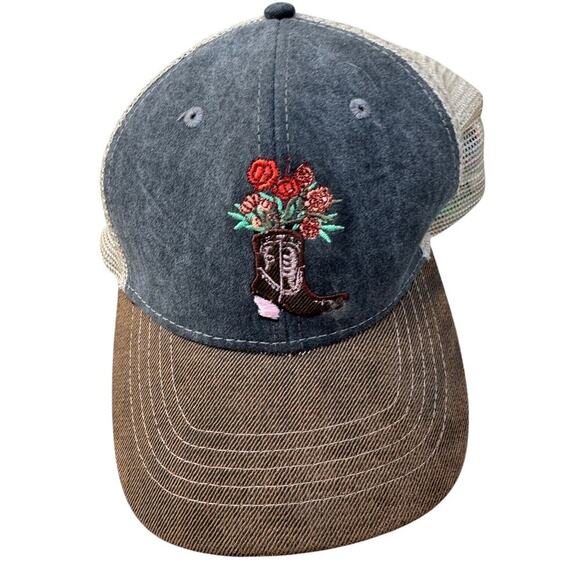 INFINITY Trucker Cap/ baseball cap, Cowboy boot with flowers, EVOLVE & ELUDE hat - Picture 1 of 5